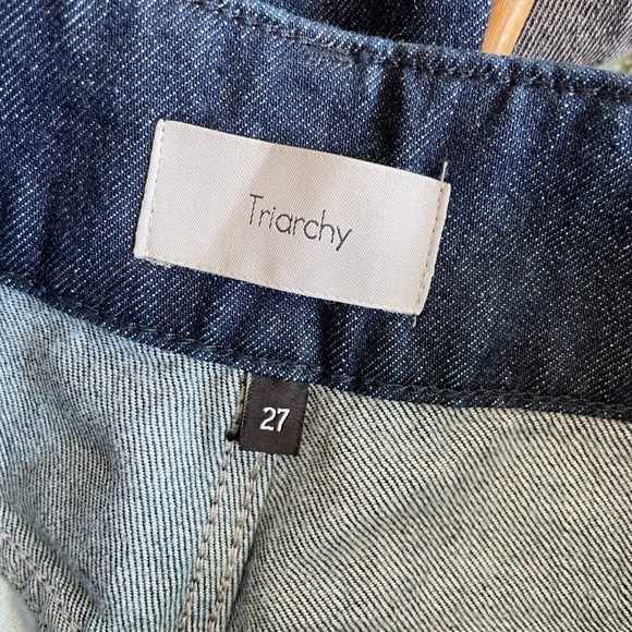 Triarchy Womens High Rise Trouser Jeans Denim Size 27 Dark Denim Classic Preppy - Picture 6 of 7